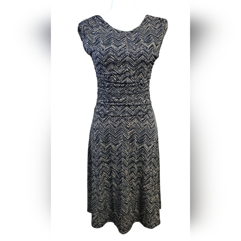 Enfocus Studio Black and White Chevron Midi Dress